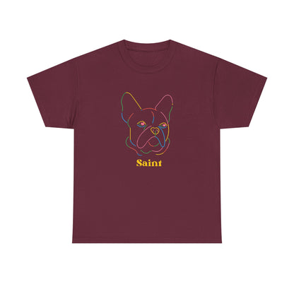 Saint French Bulldog Unisex Heavy Cotton Tee - Colorful Pet Graphic T-Shirt