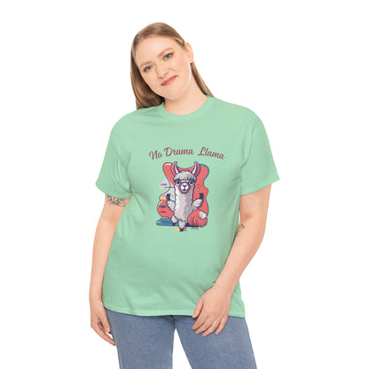 No Drama Llama Unisex Heavy Cotton Tee - Fun Graphic Tee for Casual Wear