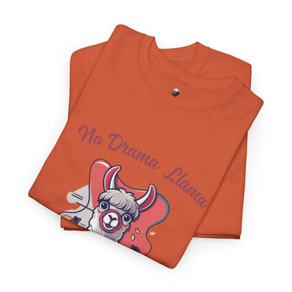 No Drama Llama Unisex Heavy Cotton Tee - Fun Graphic Tee for Casual Wear