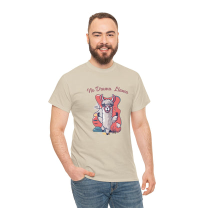 No Drama Llama Unisex Heavy Cotton Tee - Fun Graphic Tee for Casual Wear