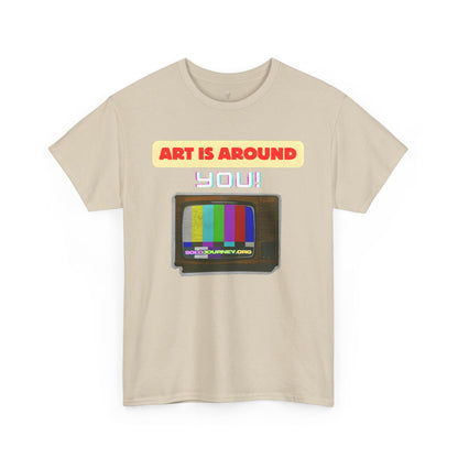 Retro Art Unisex Heavy Cotton Tee - Fun and Colorful Graphic T-Shirt for Art Lovers, Gift for Artists, Casual Wear, Art Inspired Apparel