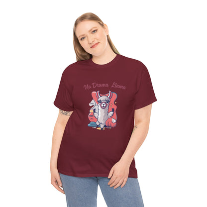 No Drama Llama Unisex Heavy Cotton Tee - Fun Graphic Tee for Casual Wear