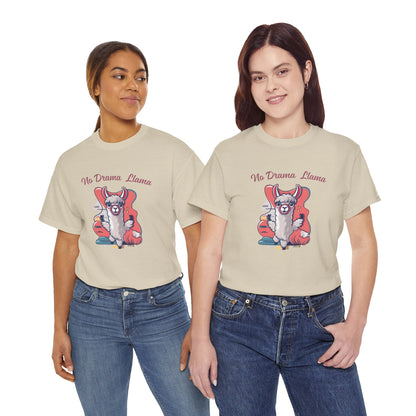 No Drama Llama Unisex Heavy Cotton Tee - Fun Graphic Tee for Casual Wear