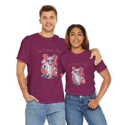 No Drama Llama Unisex Heavy Cotton Tee - Fun Graphic Tee for Casual Wear