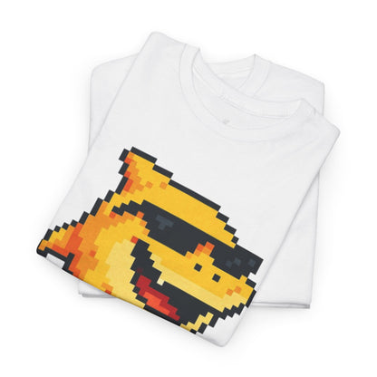 Retro Pixel Baby Shark Unisex Heavy Cotton Tee, Fun Graphic Tee, Gamer Shirt, Gift for Shark Lovers, Summer Casual Wear, Retro T-Shirt