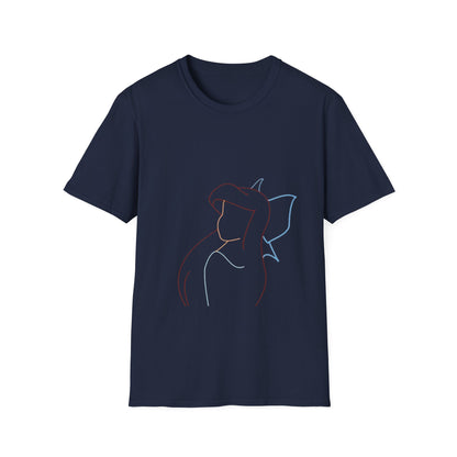 Close-up of the fabric of the Unisex Minimalist Line Art T-Shirt made from 100% organic cotton for a soft, breathable fit.