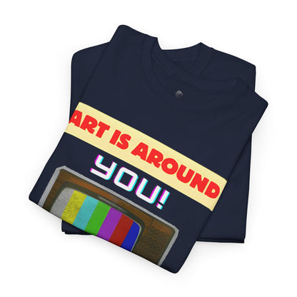 Retro Art Unisex Heavy Cotton Tee - Fun and Colorful Graphic T-Shirt for Art Lovers, Gift for Artists, Casual Wear, Art Inspired Apparel