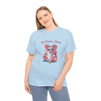 No Drama Llama Unisex Heavy Cotton Tee - Fun Graphic Tee for Casual Wear