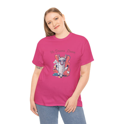 No Drama Llama Unisex Heavy Cotton Tee - Fun Graphic Tee for Casual Wear