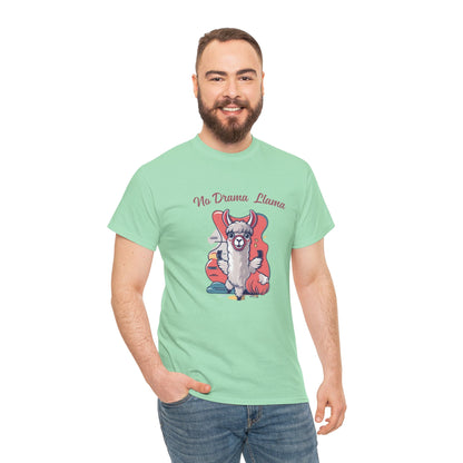 No Drama Llama Unisex Heavy Cotton Tee - Fun Graphic Tee for Casual Wear