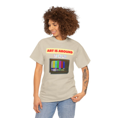 Retro Art Unisex Heavy Cotton Tee - Fun and Colorful Graphic T-Shirt for Art Lovers, Gift for Artists, Casual Wear, Art Inspired Apparel