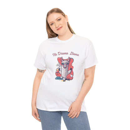 No Drama Llama Unisex Heavy Cotton Tee - Fun Graphic Tee for Casual Wear