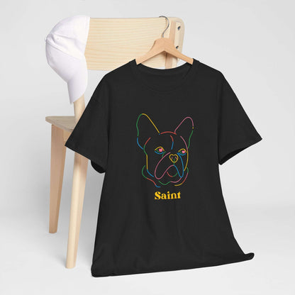 Saint French Bulldog Unisex Heavy Cotton Tee - Colorful Pet Graphic T-Shirt