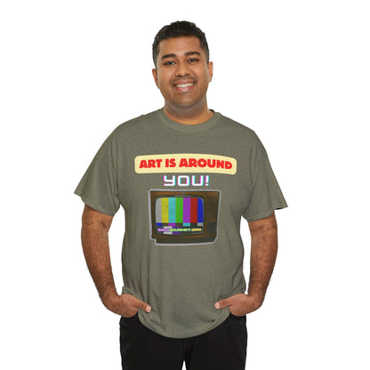 Retro Art Unisex Heavy Cotton Tee - Fun and Colorful Graphic T-Shirt for Art Lovers, Gift for Artists, Casual Wear, Art Inspired Apparel