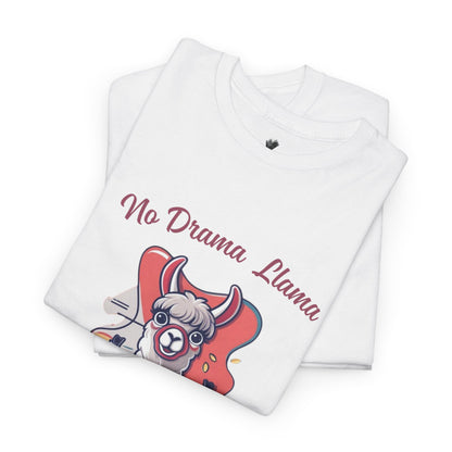 No Drama Llama Unisex Heavy Cotton Tee - Fun Graphic Tee for Casual Wear