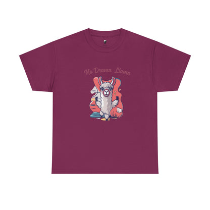 No Drama Llama Unisex Heavy Cotton Tee - Fun Graphic Tee for Casual Wear