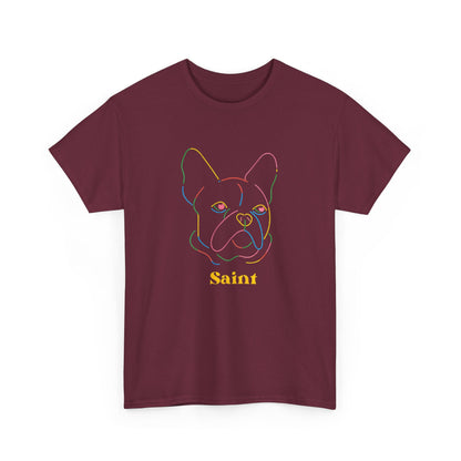 Saint French Bulldog Unisex Heavy Cotton Tee - Colorful Pet Graphic T-Shirt