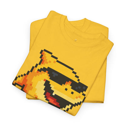 Retro Pixel Baby Shark Unisex Heavy Cotton Tee, Fun Graphic Tee, Gamer Shirt, Gift for Shark Lovers, Summer Casual Wear, Retro T-Shirt