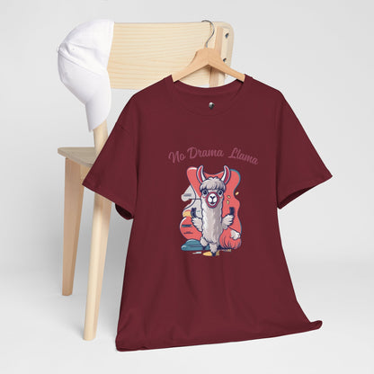 No Drama Llama Unisex Heavy Cotton Tee - Fun Graphic Tee for Casual Wear