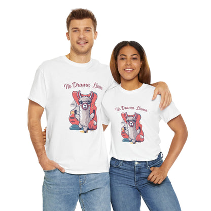 No Drama Llama Unisex Heavy Cotton Tee - Fun Graphic Tee for Casual Wear