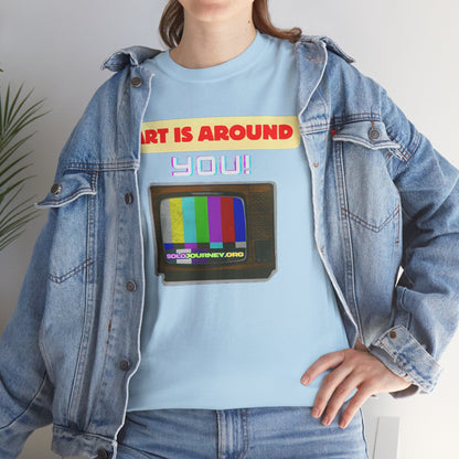 Retro Art Unisex Heavy Cotton Tee - Fun and Colorful Graphic T-Shirt for Art Lovers, Gift for Artists, Casual Wear, Art Inspired Apparel