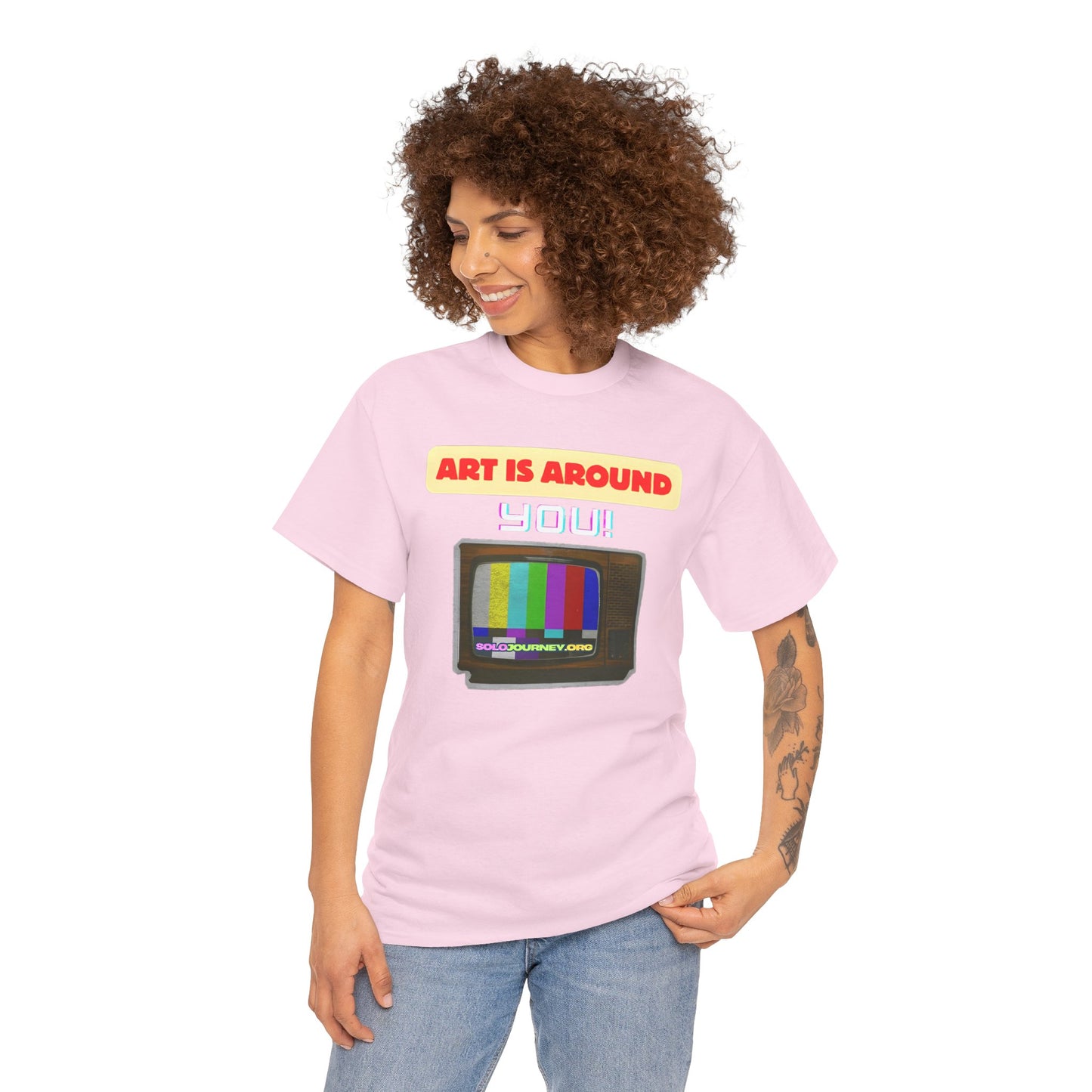 Retro Art Unisex Heavy Cotton Tee - Fun and Colorful Graphic T-Shirt for Art Lovers, Gift for Artists, Casual Wear, Art Inspired Apparel