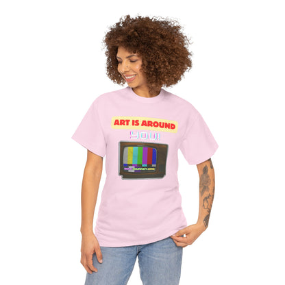 Retro Art Unisex Heavy Cotton Tee - Fun and Colorful Graphic T-Shirt for Art Lovers, Gift for Artists, Casual Wear, Art Inspired Apparel